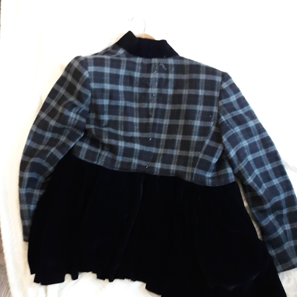 UPCYCLED wool and velvet open front winter jacket - Picture 2 of 5